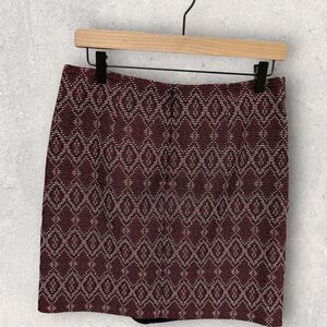 LOFT Geometric Pattern Boho Pencil Skirt Button‎ Multicolor Size 2
